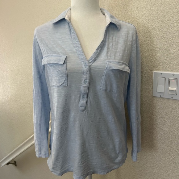 JONES NEW YORK Women's Light Blue Pull Over Top Sz M 100% Cotton Rolled
Sleeve - Picture 1 of 11